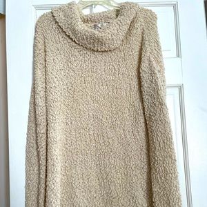 Cowl neck popcorn sweater